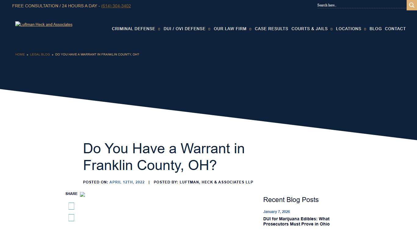 Do You Have a Warrant in Franklin County, OH? | LHA