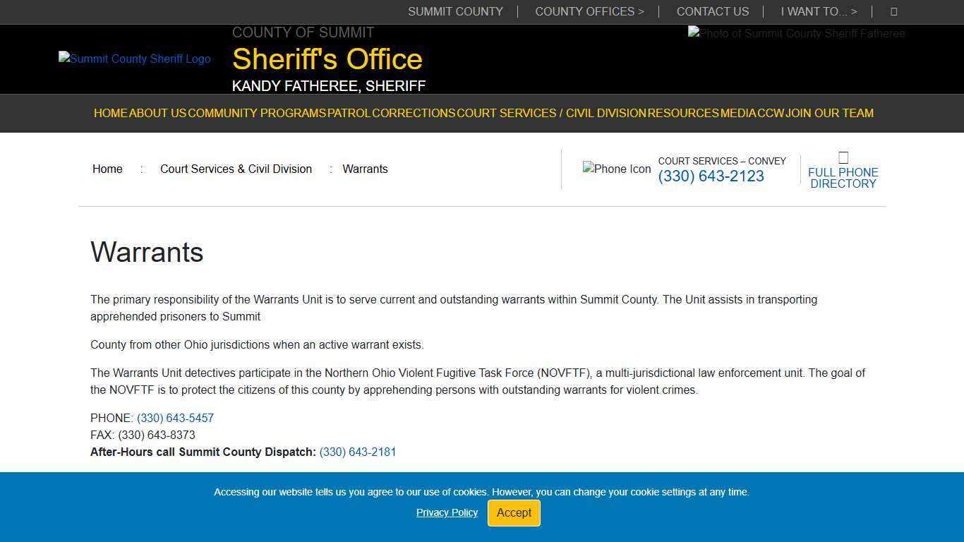 Warrants : Summit County Sheriff's Office